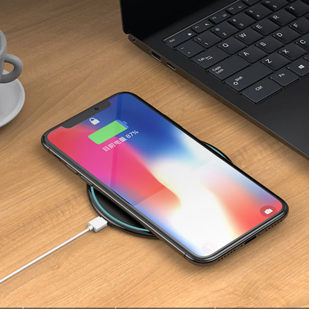 Round Design Led Edge Qi 10W Quick Wireless charger - ANKUX.COM
