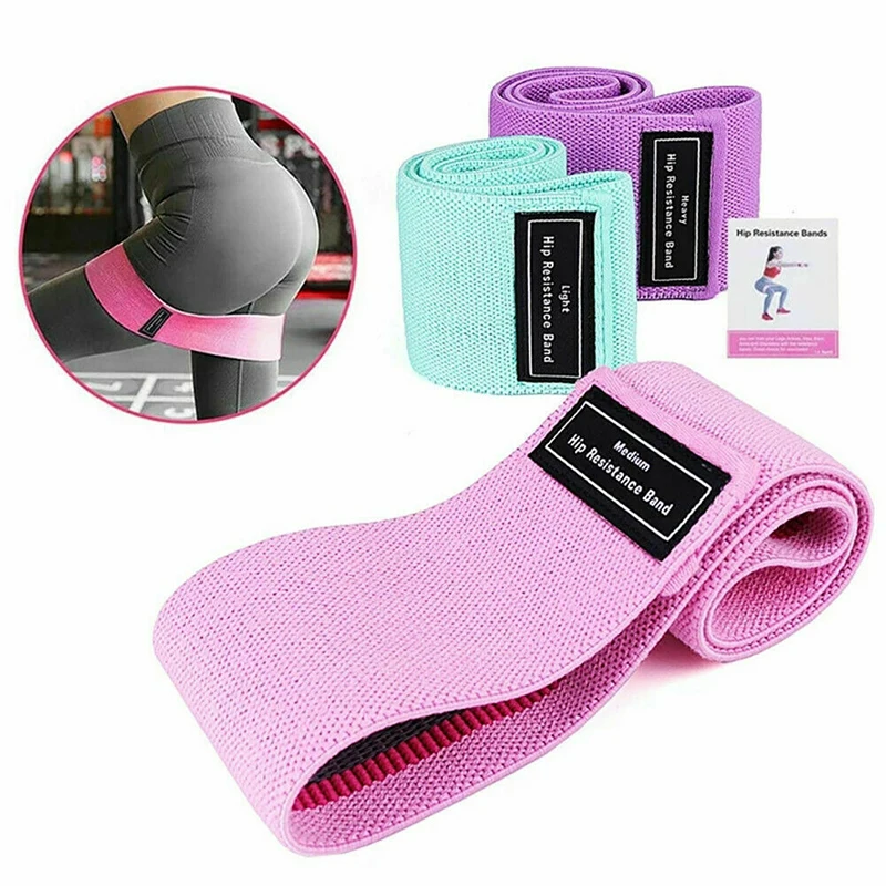 

CHENHONG Booty Bands Fabric 3 Packs Super Elastic Anti Slip Hip Band Women Resistance Bands Set for Legs and Butt, Green/pink/purple