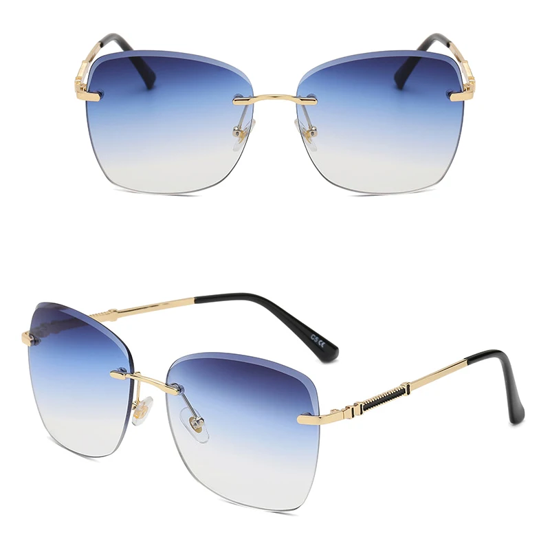 

New color-changing sunglasses rimless metal frame fashionable trendy anti-UV sunglasses