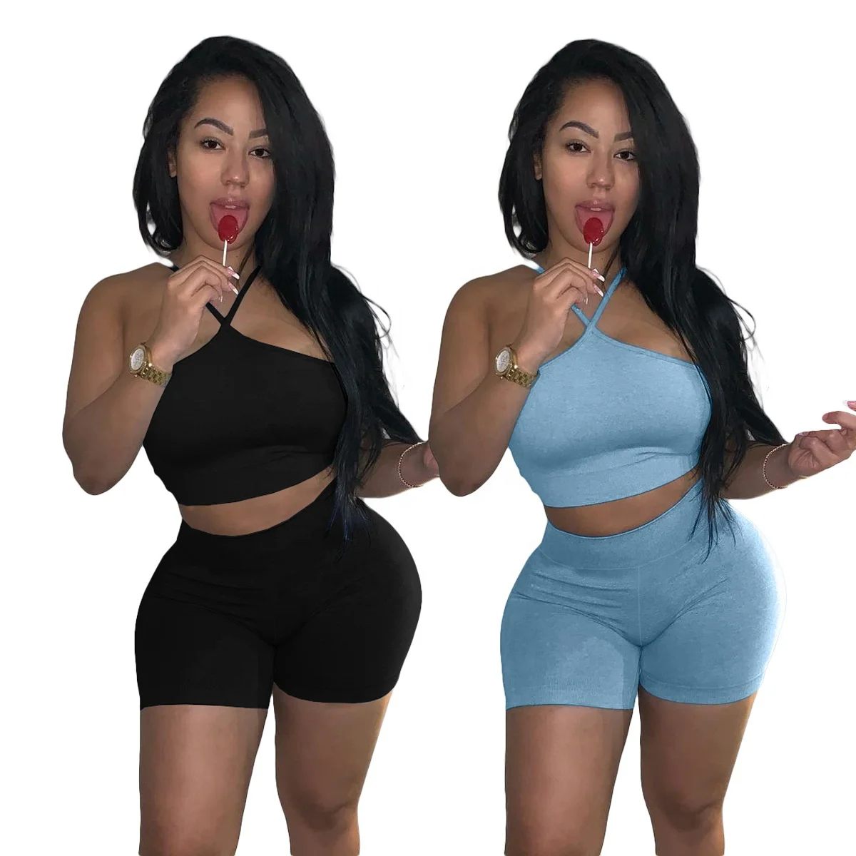 

MT363-7030 New Design Wholesale Sleeveless Crop Tank Top & Shorts Night Wear Summer Pajamas Women Sexy Lounge Wear