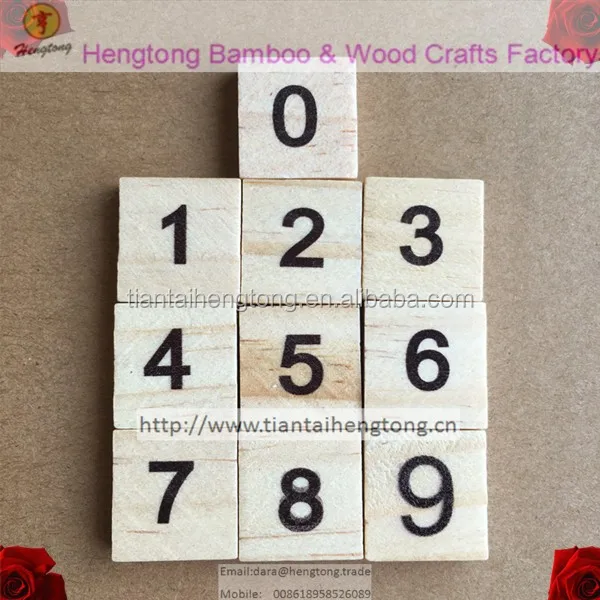 
OEM wooden square with 0-9 and the math symbols pine wood child toy educational block tile wood Numbers 