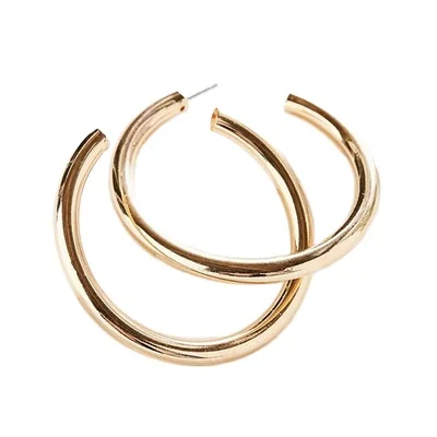 

2021 Hot Selling Simple Gold Plated Titanium Steel Hoop Earrings Stainless Steel C Shaped Large Circle Earrings For Girls