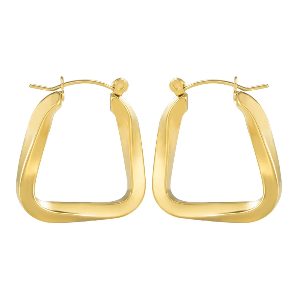 

Geometric Hoops Twisted hoop earrings square gold Rectangle Earrings Chunky Gold Hoop Earrings, Gold/silver/rose gold/black