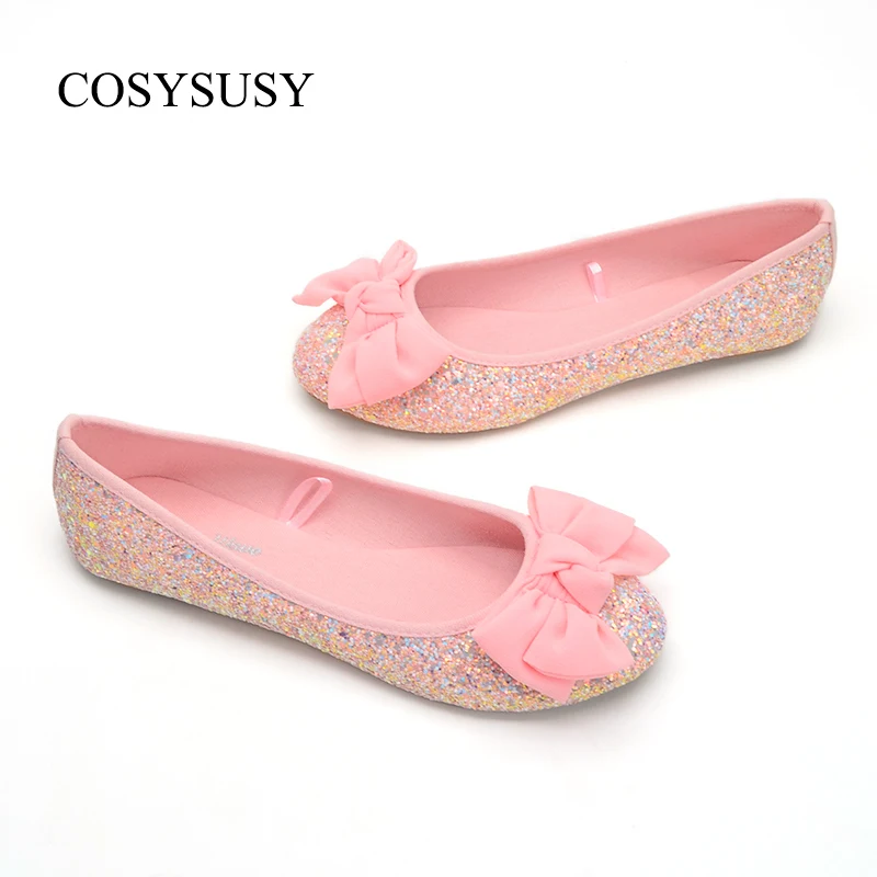 

Factory supply kids boutique dress dancing flat shinning shoes, Pink