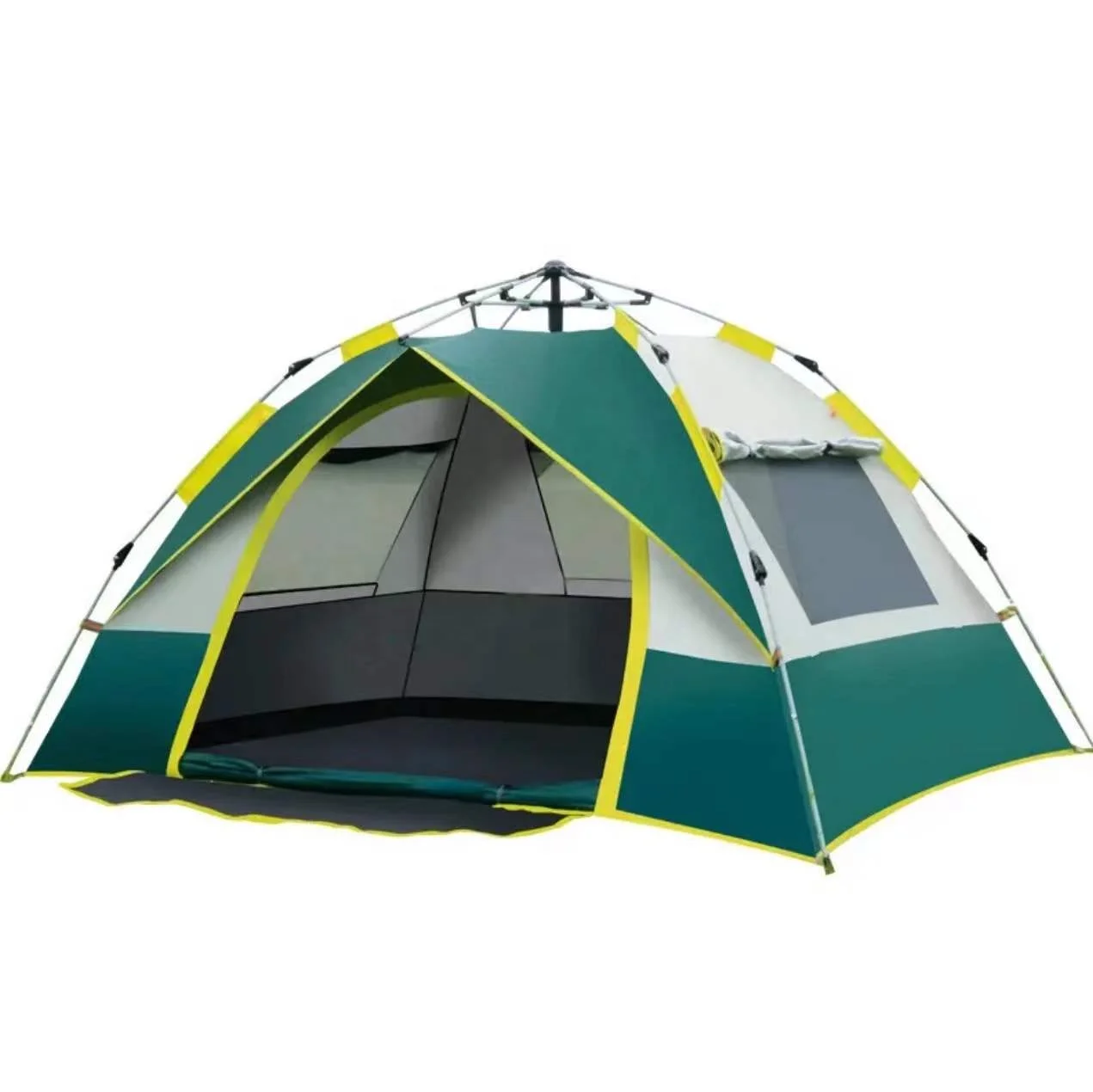 

Automatic tent outdoor 3-4 people thick rainproof double-layer tent wild camping tent, Blue and green