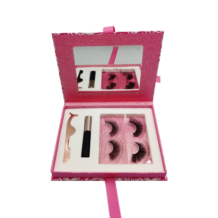 

Private label eyeliner 2 pairs magnet lashes 5 magnets magnetic eyelashes makeup kit set