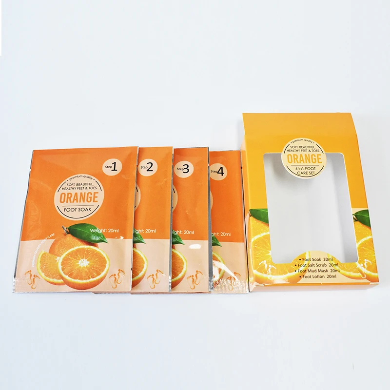 

Sweet fruit fragrance lively orange crystal mud sea salt mud film foot cream luxury foot care kit box spot second delivery