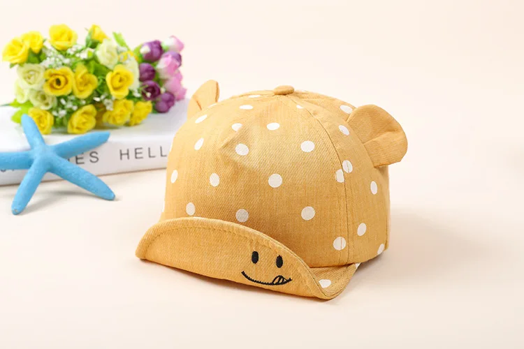 Cute Baby Hats Baby Boys Girls Kids Polka Dot Hat Smiling Face Wave Point Baseball Cap Sunhat casquette enfant Baby Hat