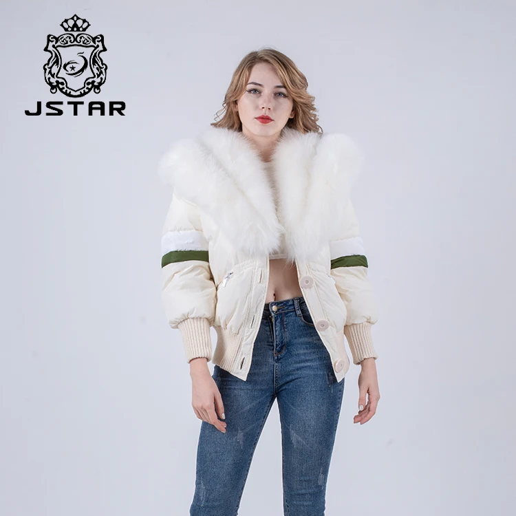 

European style winter down coat women warm jacket with fox fur collar