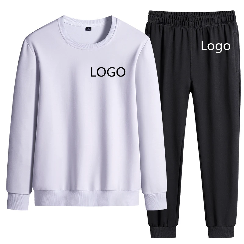 

Wholesale Plain Fleece White Custom Sportswear Plus Size Cotton Crewneck Sweatshirts Track Suits Men's Jogger Sweatsuit