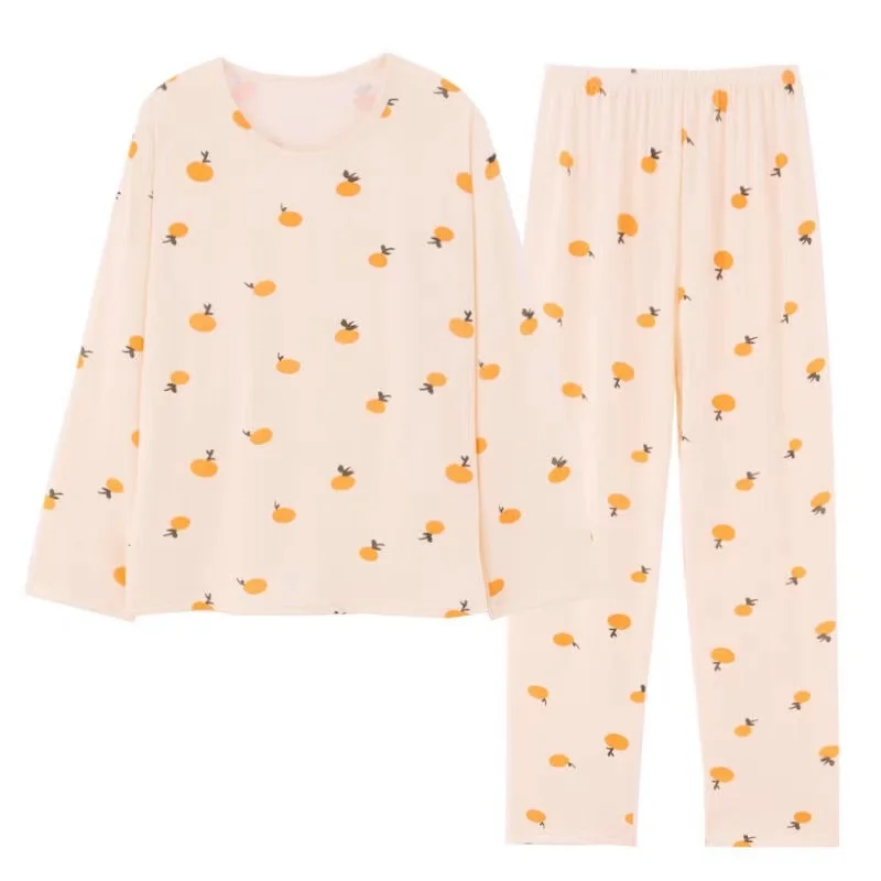 

Korean new style pajamas female cartoon women lovely pajamas female summer long sleeve trousers home clothes 2-piece pajamas fem