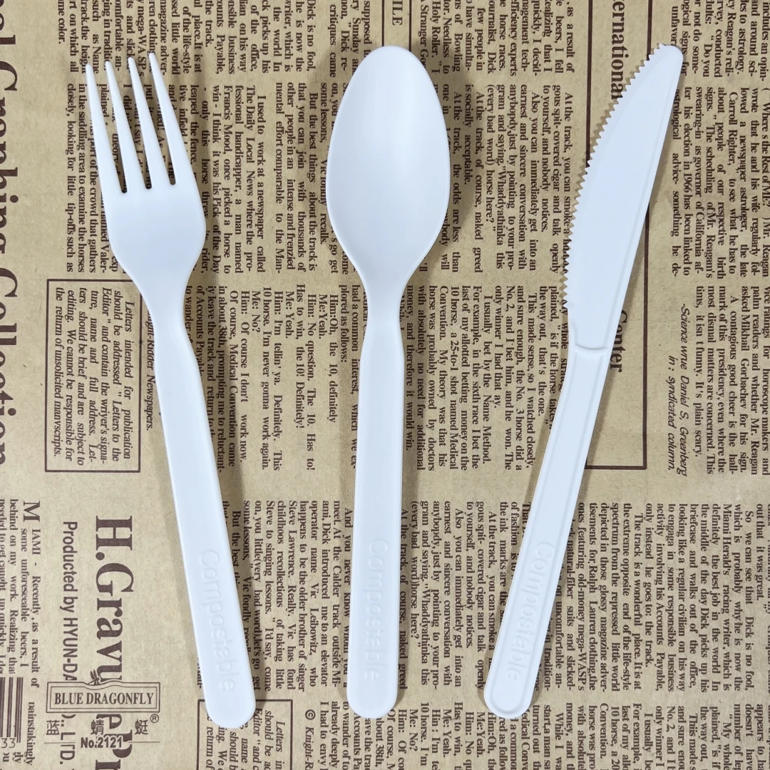 

Biodegradable CPLA PLA Cutlery Eco Friendly Compostable Cornstarch Plastic Disposable Cutlery