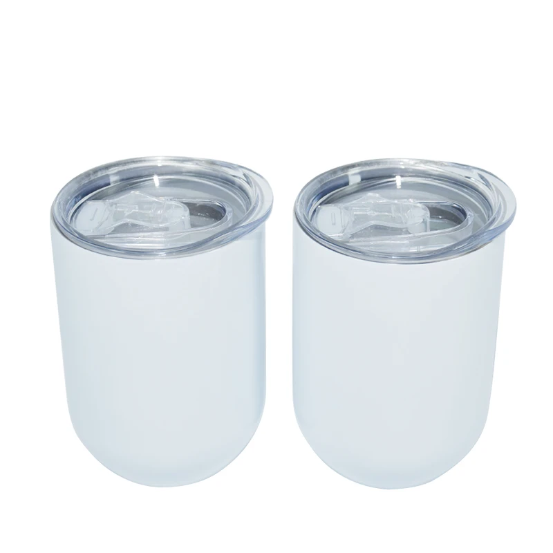 

wholsale 12oz usa stainless steel straight hot press egg shape vacuum insulated blank wine sublimation tumbler mugs for printing, White