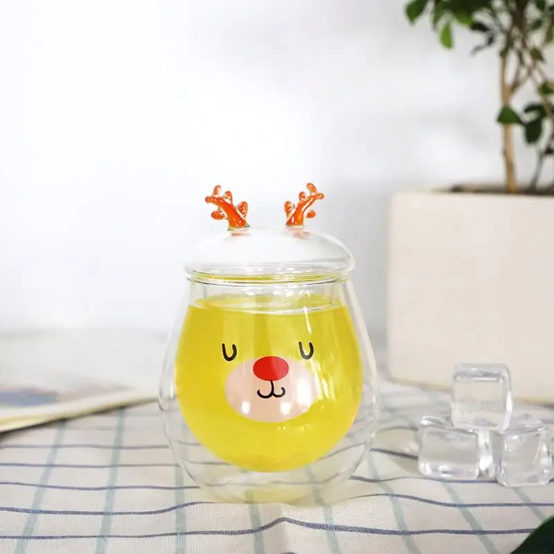 

Unique Design yogurt juice milk handmade double wall glass cup