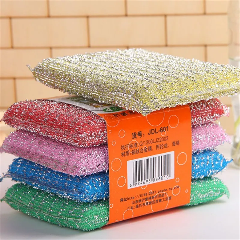 

4Pc Kitchen Sponges Scouring Pad Nonstick Oil Cleaning Cloth Water Absorption Dish Towel Dishwashing Brush Cleaning Tools H621