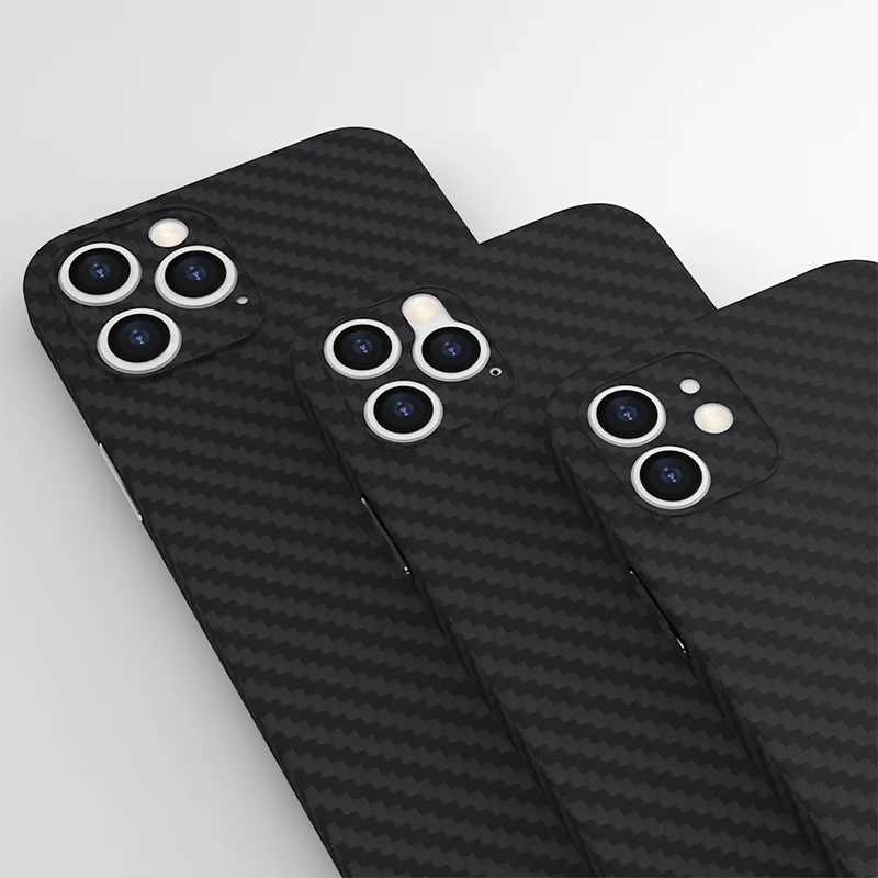 

For iPhone 12/12 Max/12 Pro/12 Pro Max carbon fiber real 0.35mm thin phone case cover, Black/green/navy blue/gray/pink/white/red