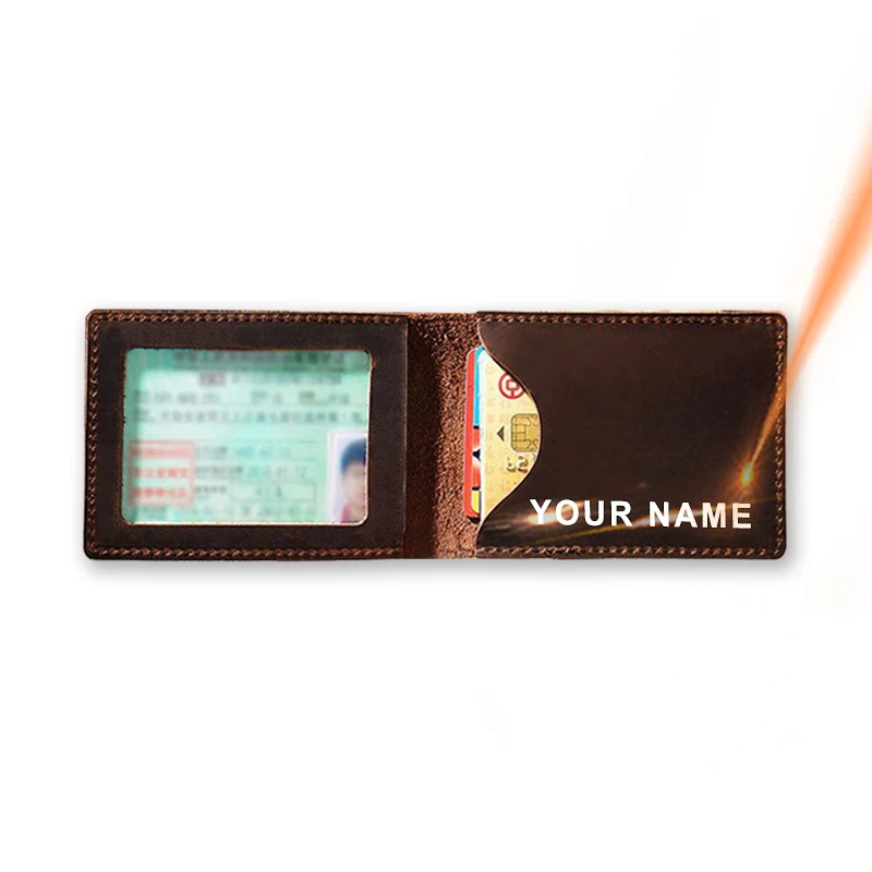 

Free Shipping Mens Genuine Leather Name ID Window Credit Card Case Holder Driver License Slim Pocket Thin Wallet, Brown,coffee,black,red,blue and green