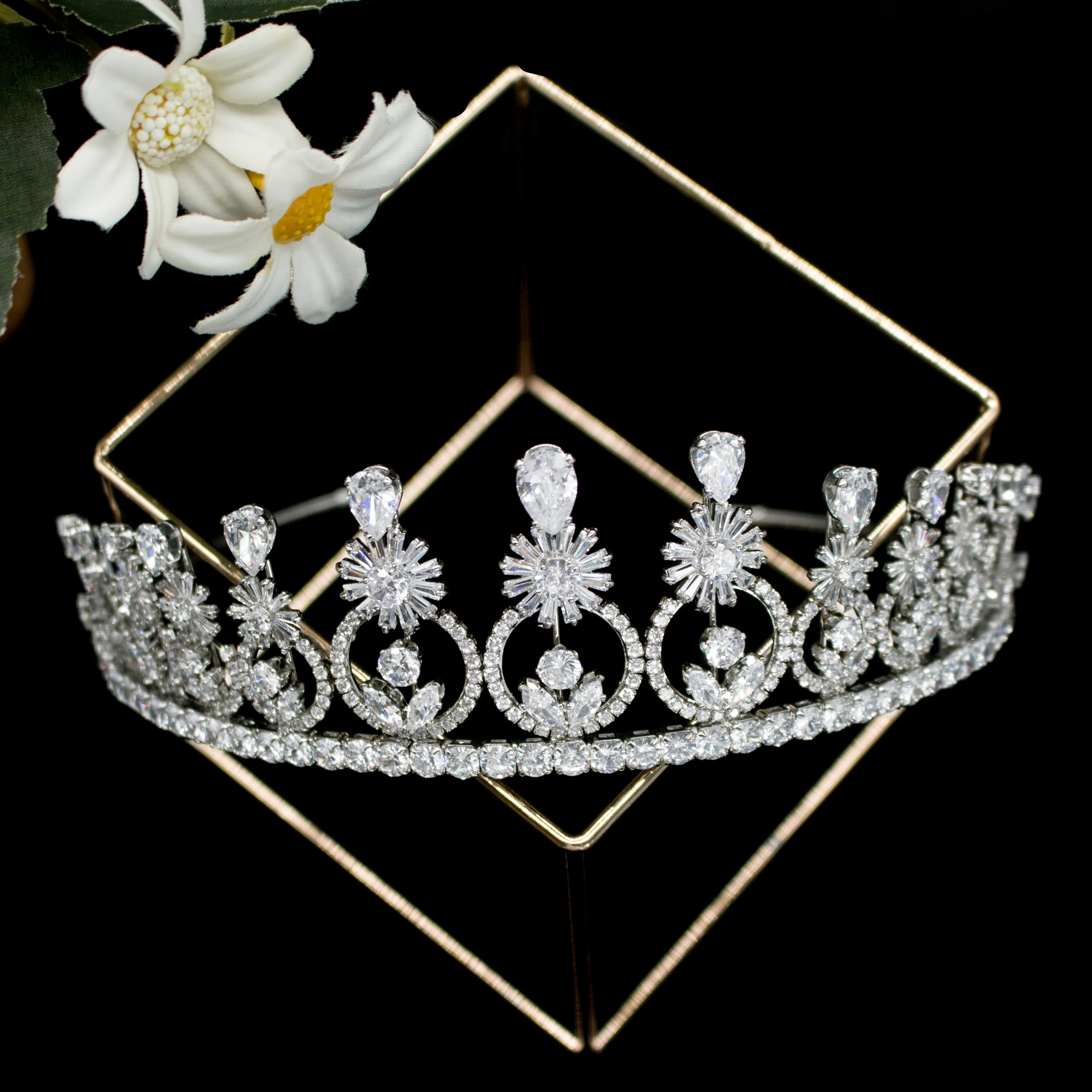 

GS0113 New Vintage Elegant Zircon Zirconia Headpiece Pageant Headdress Bridal Wedding diadem Tiaras Crown, Sliver