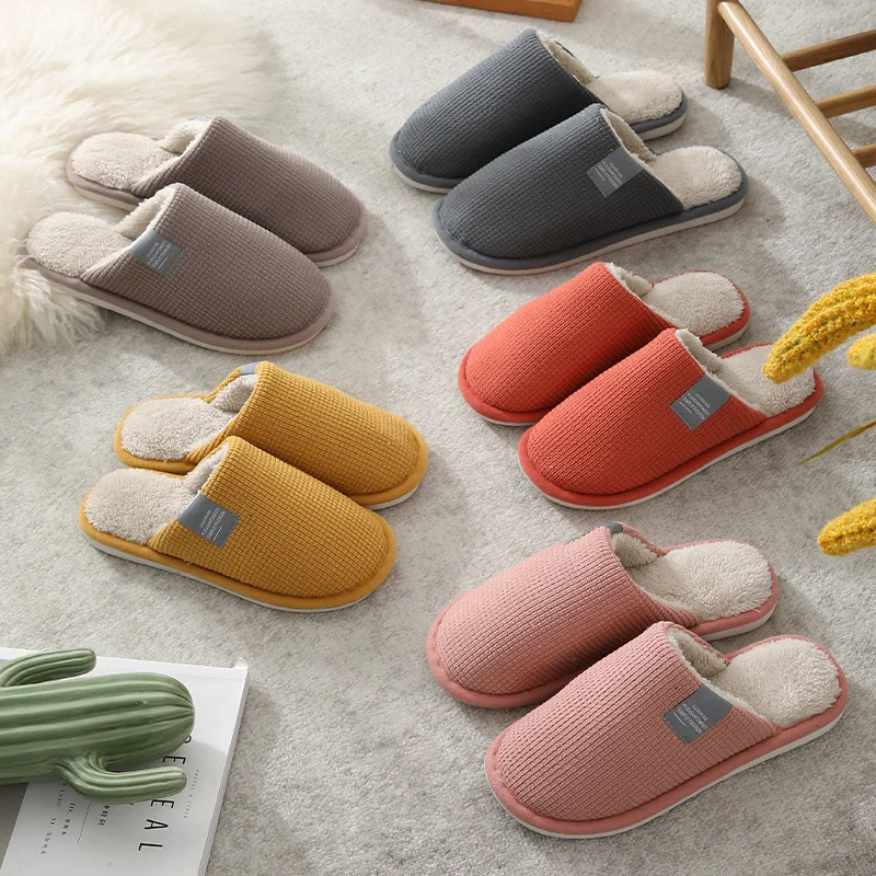 

Couples indoor warm cotton slip-proof female home slippers yiwu cotton slippers slippers with bag cotton, Black