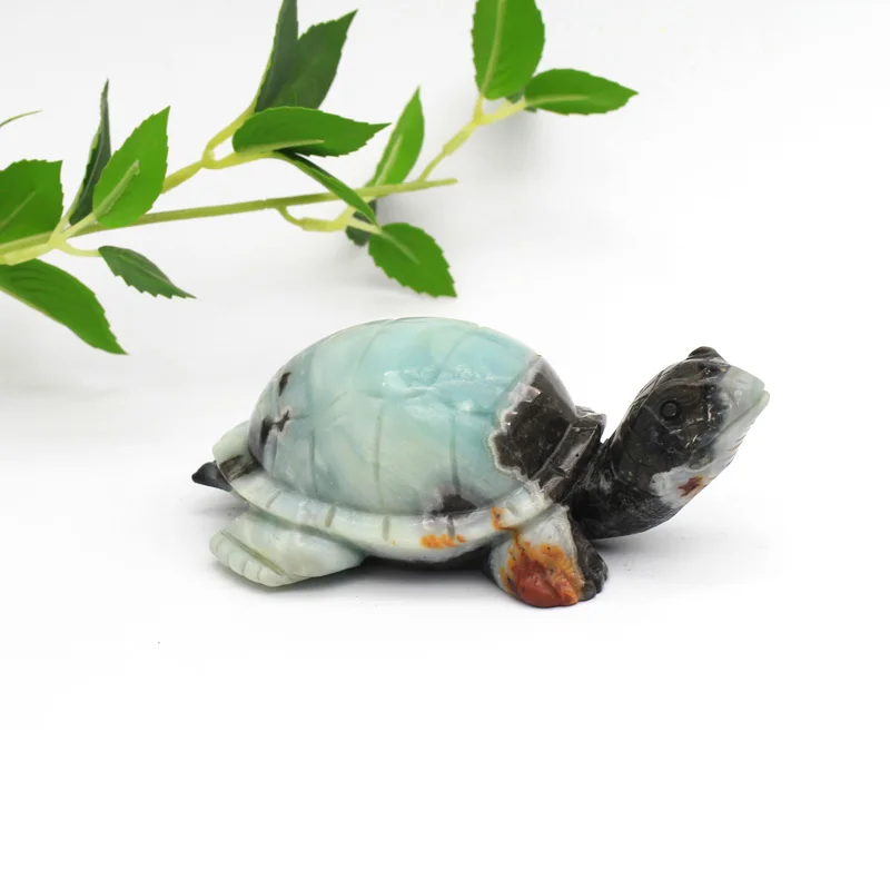 

Wholesale Natural Healing Stone Amazonite Turtle Hand Carved Crystal Animal Carving For Decoration