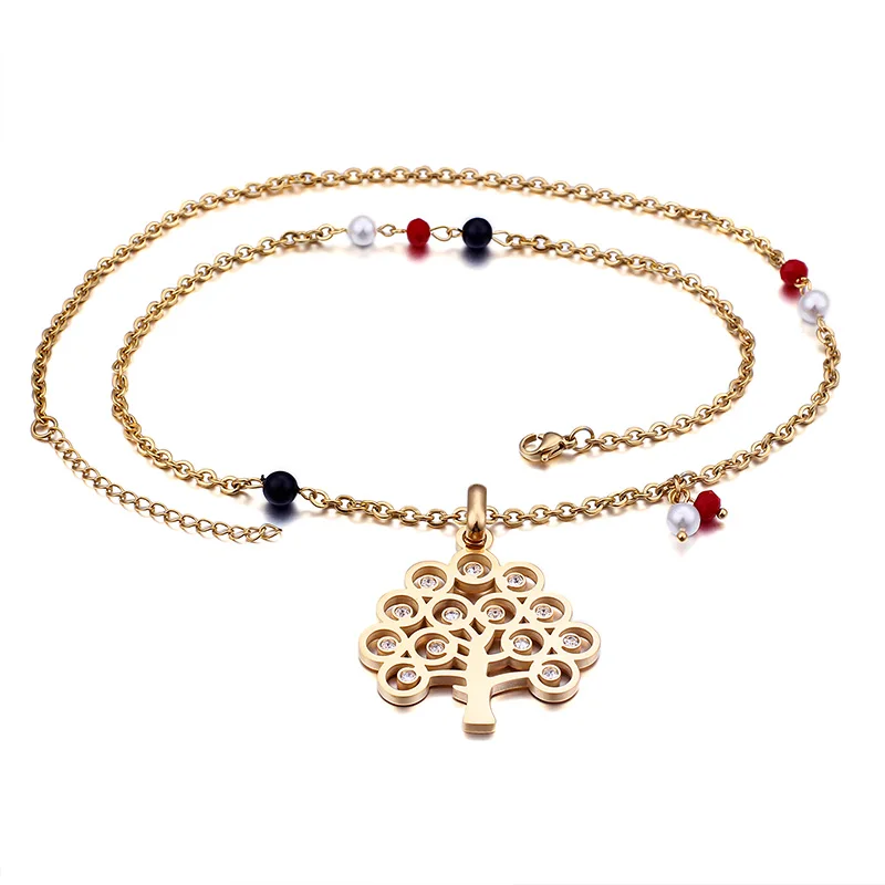 

Christmas tree set Pendant Fashion real Gold 18k Stainless Steel Necklace