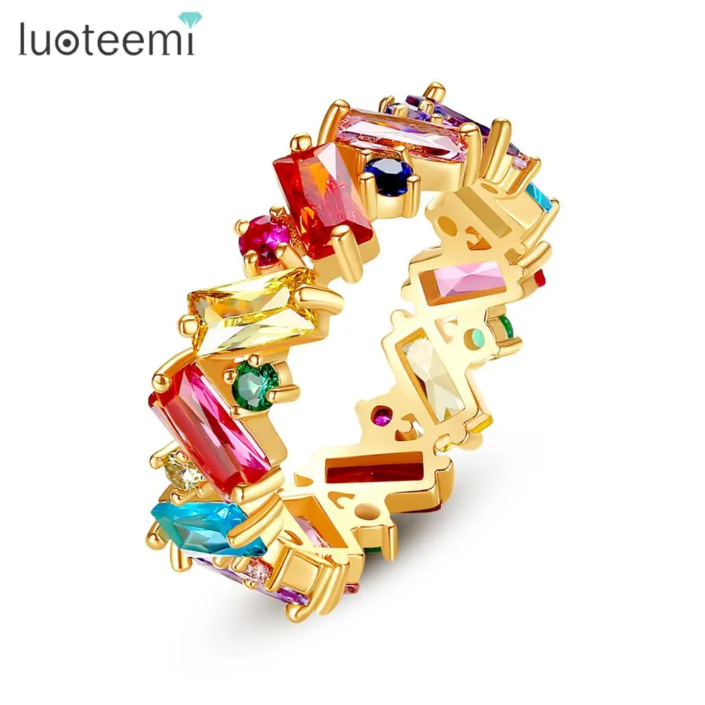 

LUOTEEMI India Style Gold Plated Trendy Cubic Zircon Finger Ring Fashion Jewelry