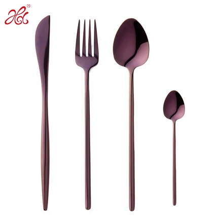 

10Off B416 Hongda 18/10 Reusable Unique Patent Design Portable Flatware Wedding Gift Cutlery Set, Silver, gold, rose gold, black, white, rainbow, blue, pink, red