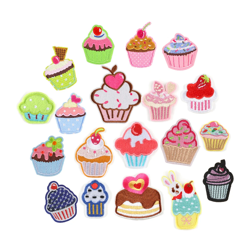 

yiwu wintop dessert pastry theme felt textile fabric embroidery iron on cake cupcake patches for clothes