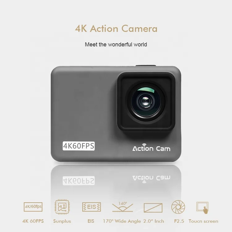 

4K 60fps sport camera with wifi 30M waterproof case action camera 4K new design with EIS and Gyro, Oem color