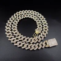 

hot sale 14mm Mens HipHop cuban link gold chain choker Necklace
