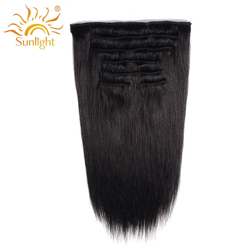 

2020 New Arrival Sunlight 100% human hair brazilian clip in hair extension for black women straight clip