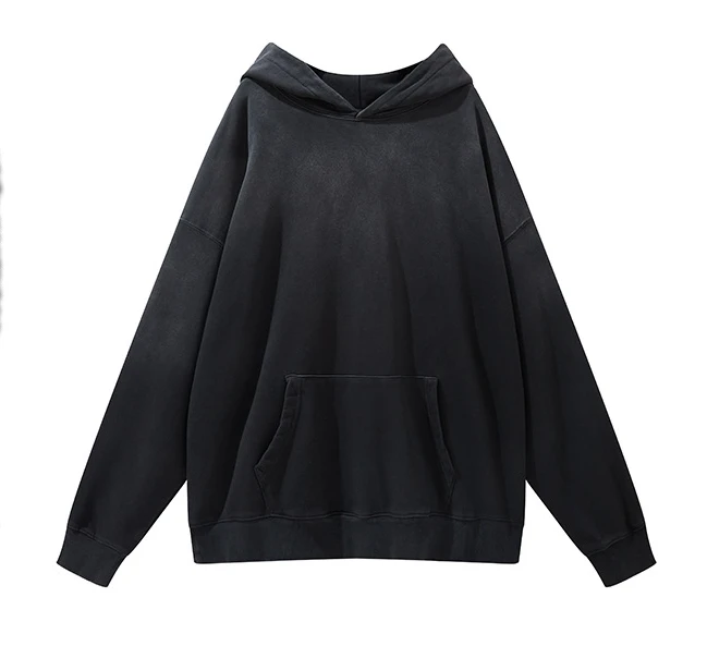 

"Drop shipping heavy plain cotton hoodie washed vintage cotton men oversized black oversized high quality hoodie vintage "
