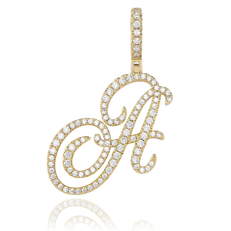 

Cursive art body letterwork pendant full of zircon vintage charm Unisex necklace