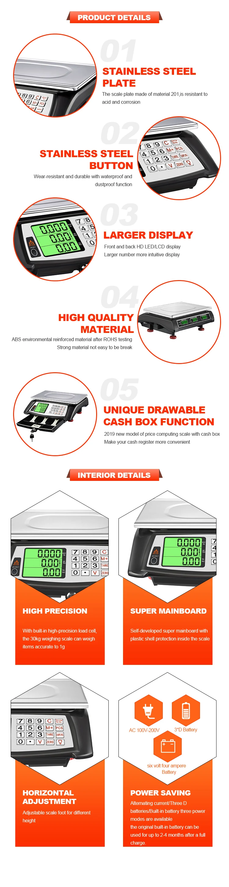 可充电电池30kg食品数字电子称号