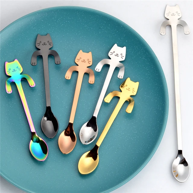 

Hanging Cat Coffee Stirring Spoon Mug Hanging Cup Spoon Kitchen Accessories, As show