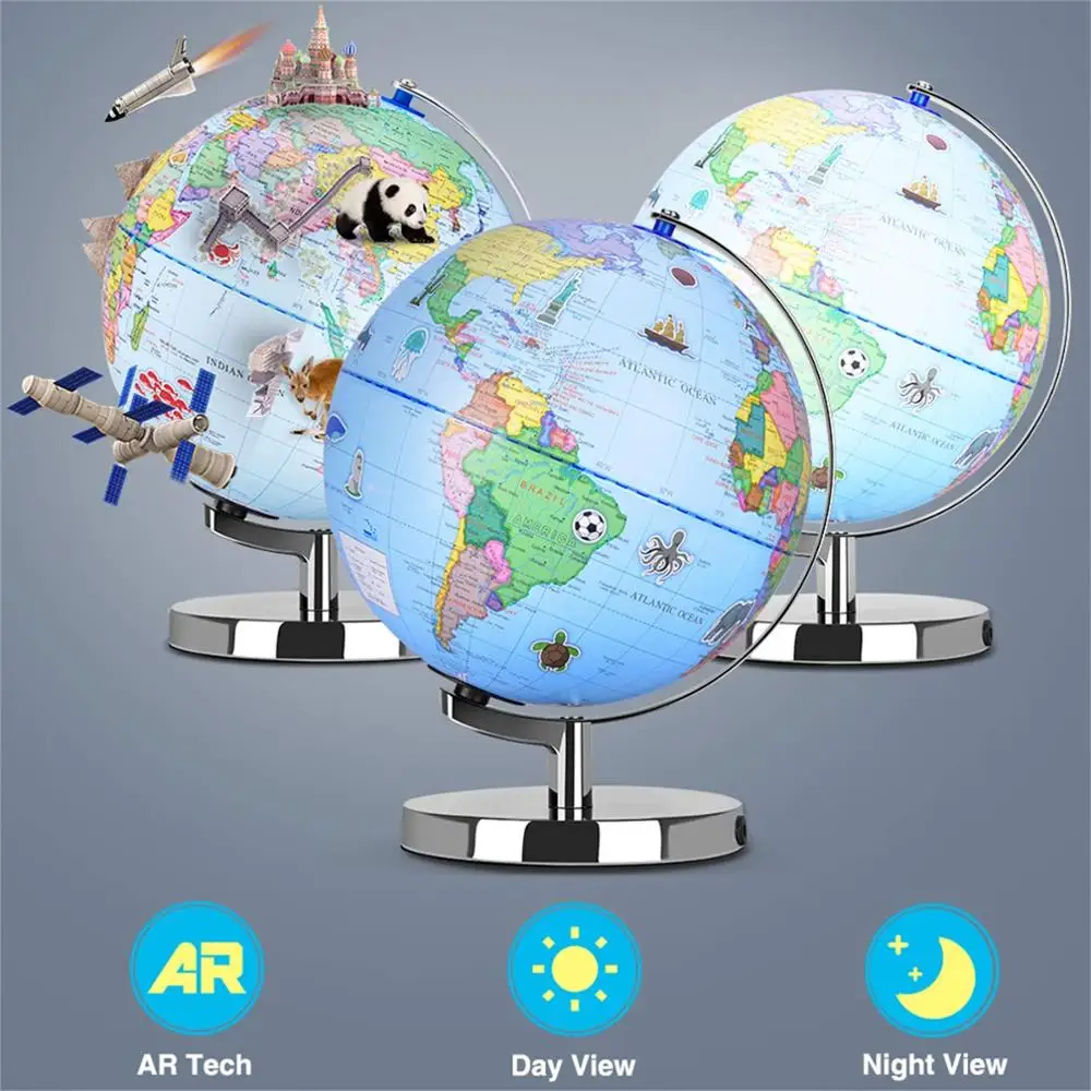 AR dünya siyasi haritası küre baskı