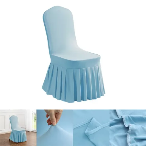 White Polyester Chair Slipcover Elastic Washable Chair Cover for Wedding Hotel Banquet Meeting