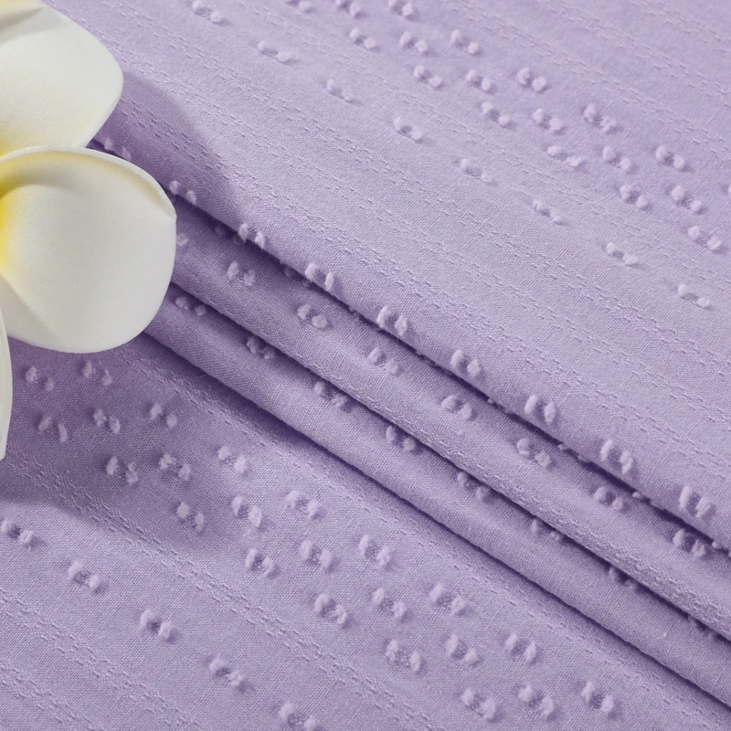 

Factory Direct Sales Cotton Swiss Dot Fabric Jacquard Woven Fabric Purple Swiss Dot Fabric