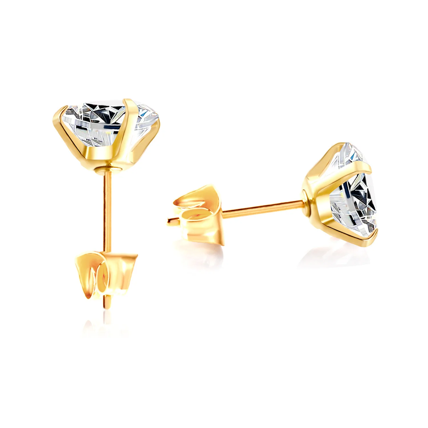 

Hainon hot sale18k gold plated wholesale fancy stainless steel white crystal earrings woman designs stud earringsfor party girls