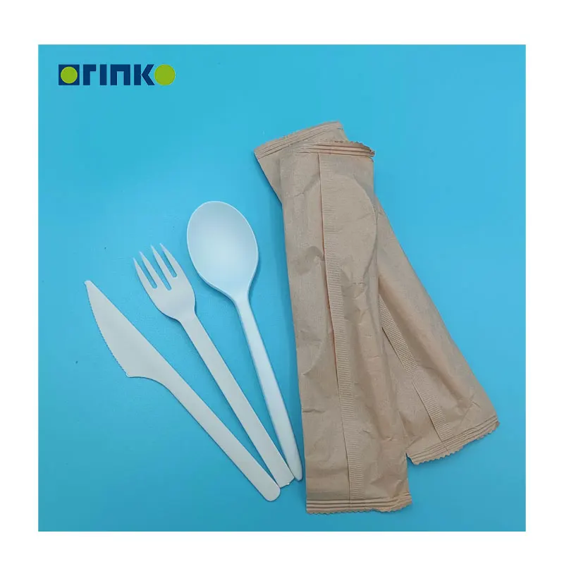 

ORINKO Wholesale Travel Camping disposable tableware with spoon fork knife, White