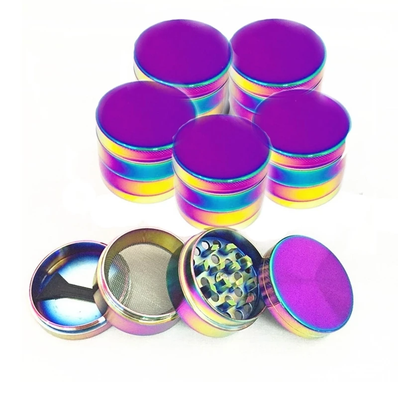 

4 Layers Metal Round Tobacco Grinder 4 cm Zinc Magic Color Machine Rainbow Color Grinding Machine Broken Grinding Machine