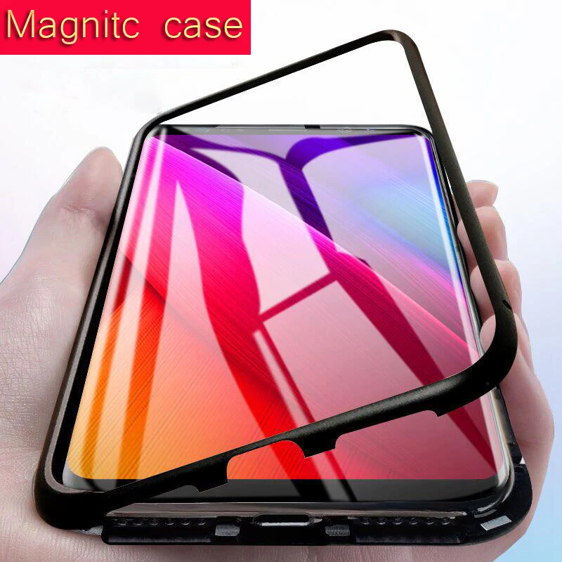 

360 Protection Magnetic Adsorption Phone Case for Samsung Galaxy M30S M40 M30 M20 M10 Tempered Glass Magnet Mobile Cover