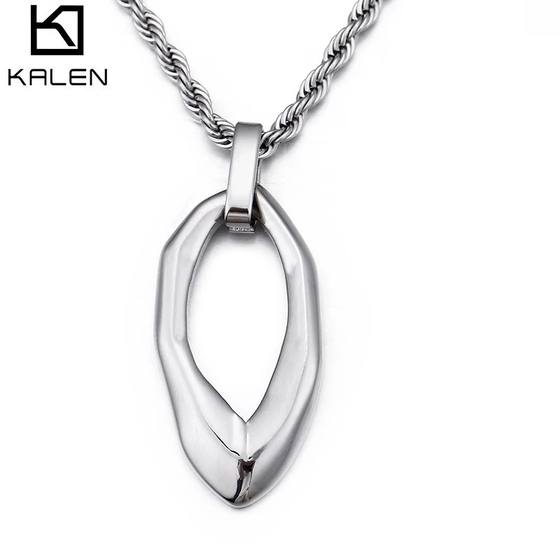 

KALEN Round Mirror Style Personality Men's Silver Stainless Steel Pendant