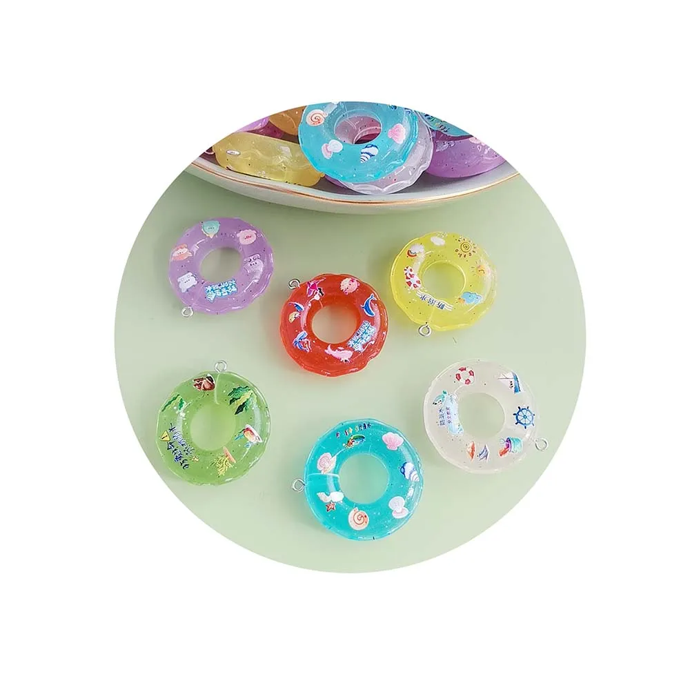 100Pcs Colorful Glow in Dark Swimming Ring Charms Summer Swim Ring Pendants Dangles Bulk for Jewelry Making Supplier