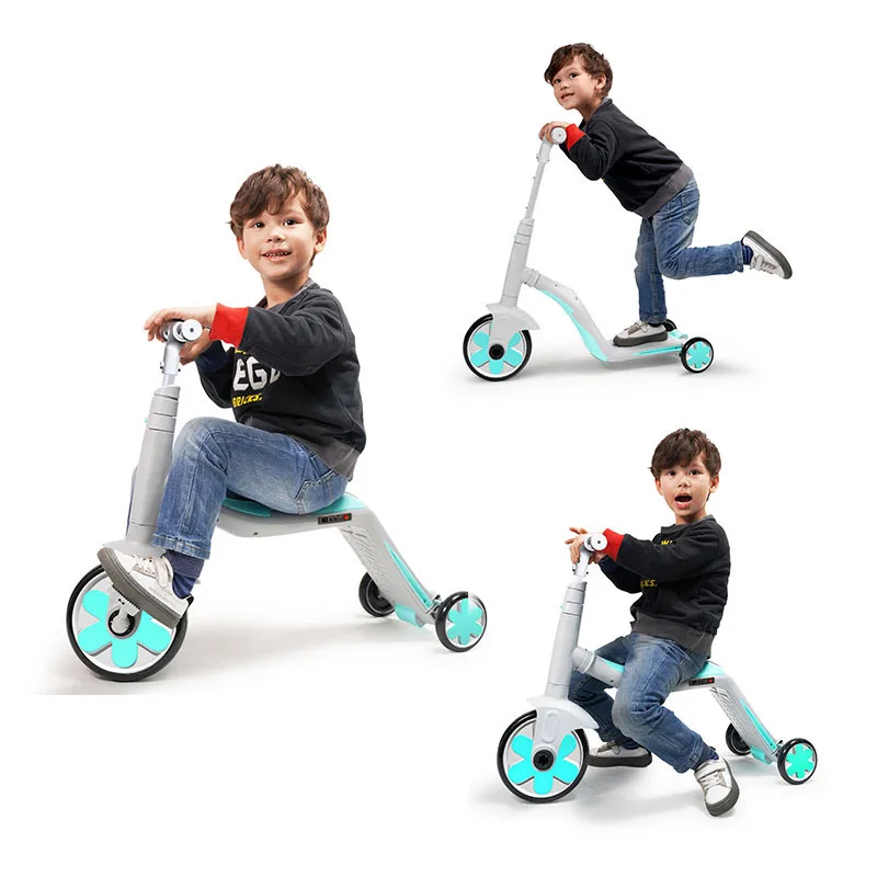 

Mini kids scooter with 3 wheels 3 on 1 ride a bike