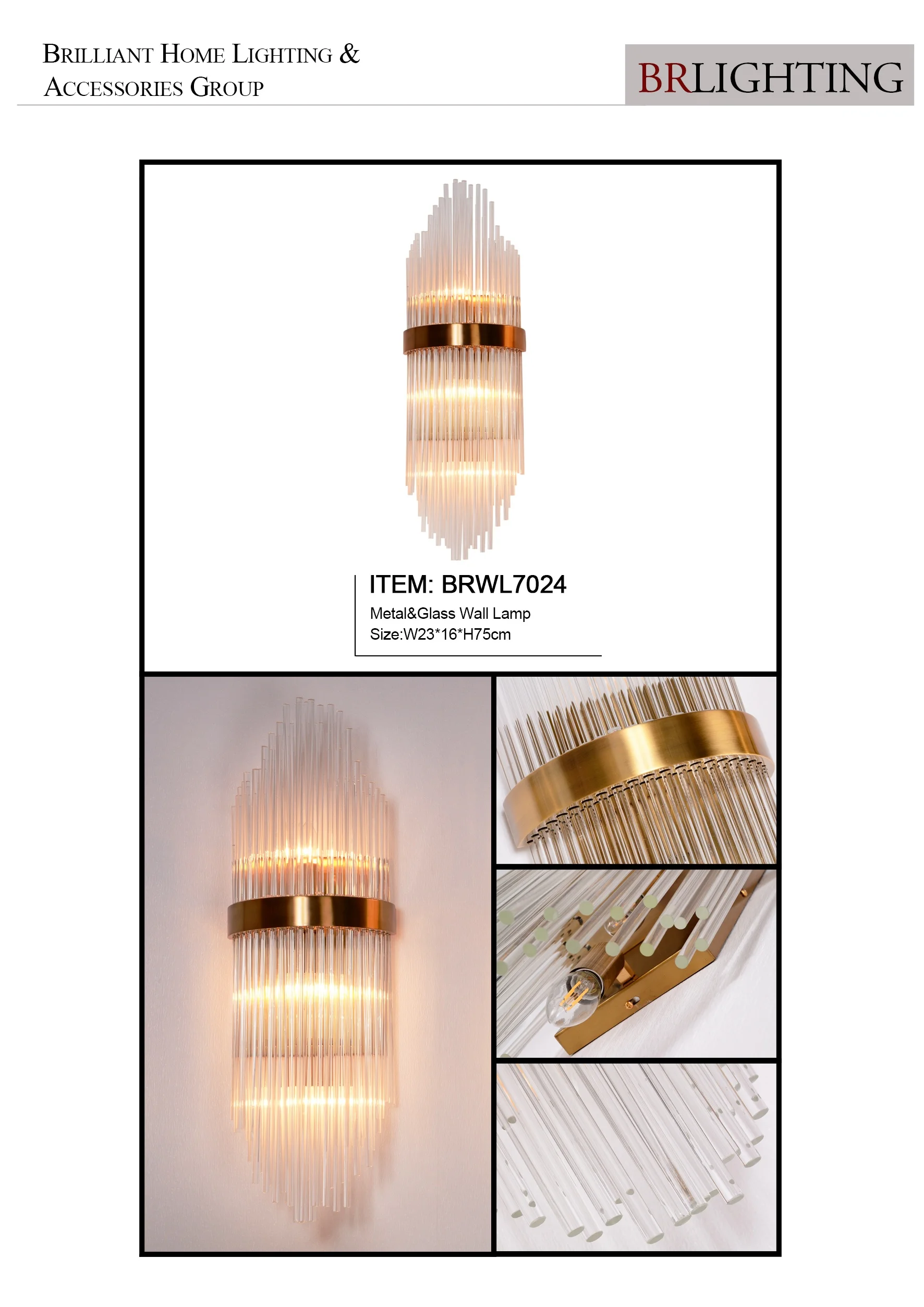 Decorative Style Glass Material Copper Wall Light for hotel home
