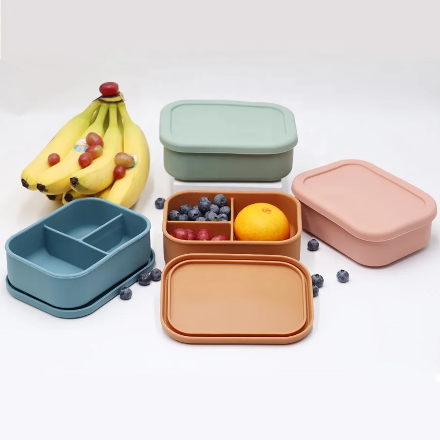 

Food grade BPA free Biodegradable leakproof salad silicone lunch bento box Safe for Microwave Dishwasher Freezer for kids adults