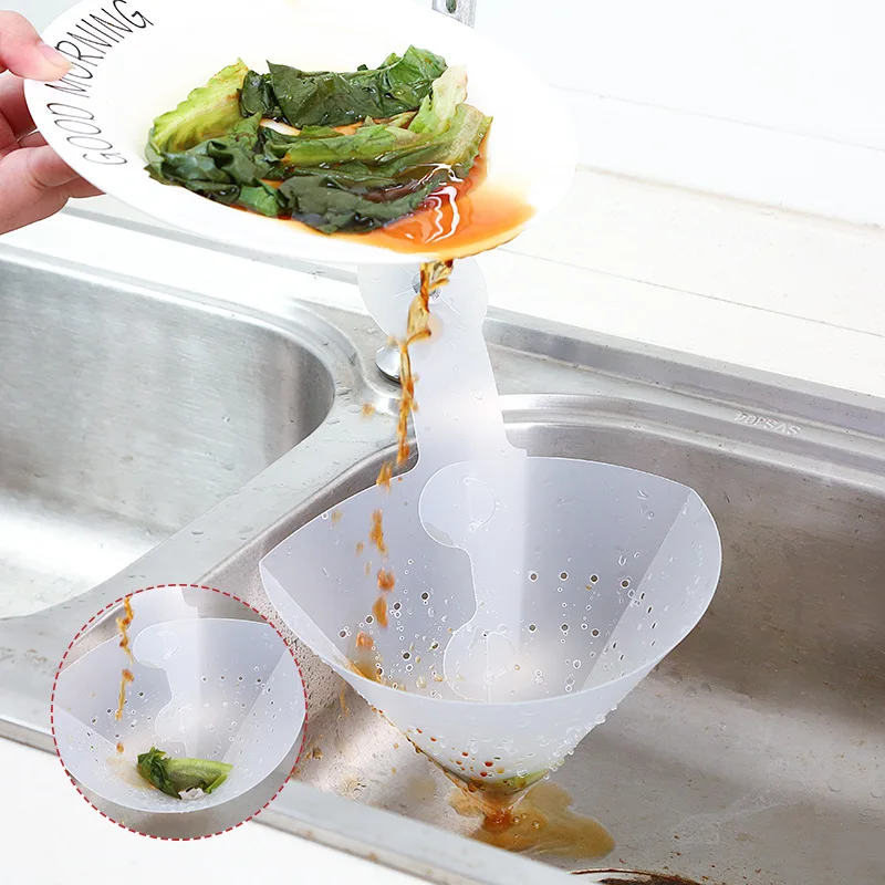 

Food Catcher Foldable Anti-Blocking Device Kitchen Drain Sink Basket Strainer Filter Kitchen Smart Tools, Transparent