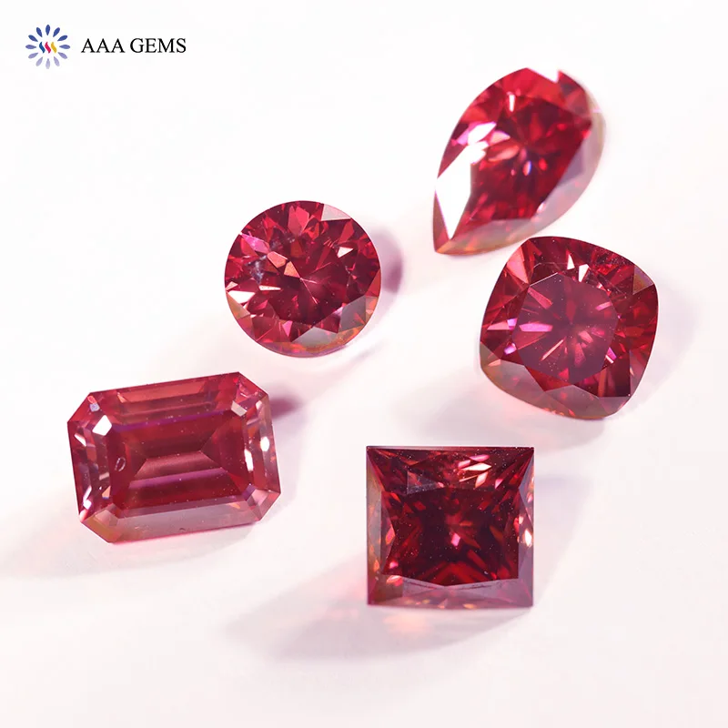 

2021 New Technical Lab Grown Diamond Round Brilliant Cut Red Moissanite Loose Diamonds 1cts Synthetic Ruby Beads On Sale