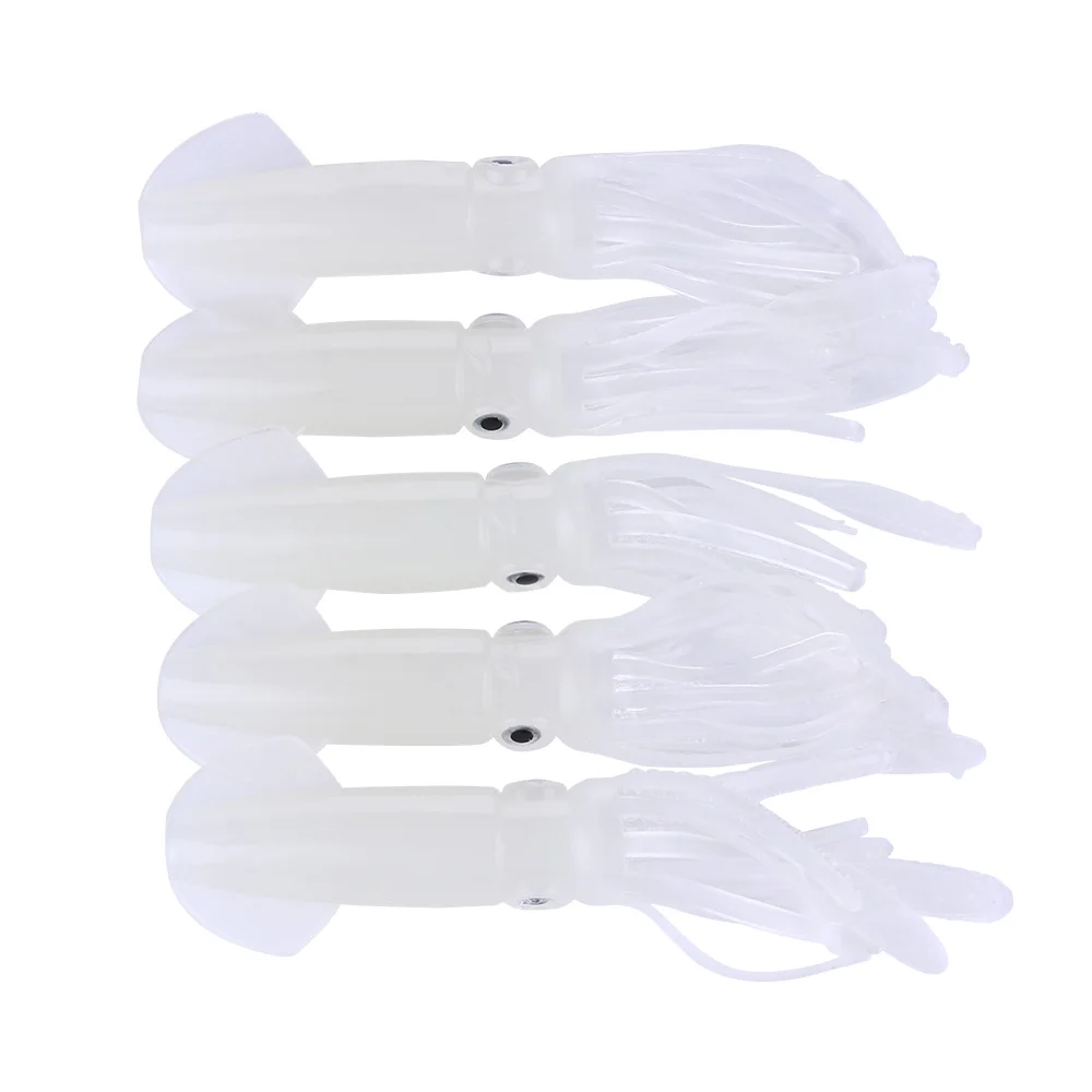 Hengjia 5pcs/bag Soft Octopus Lure Bionic Bait Built-in CPT 10cm 8g Luminous Soft Octopus Glow in Dark Fish Fishing Lures